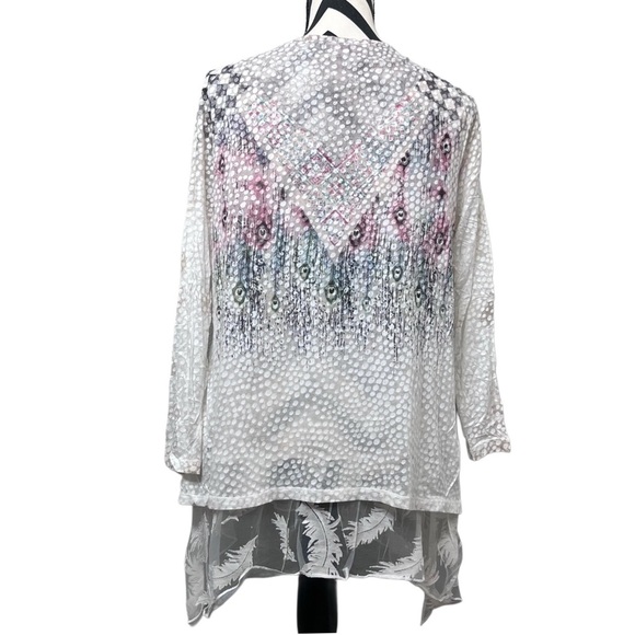 Kamana Boho Artsy Sheer Y2K Layered Sz L Tunic Top - Picture 5 of 11